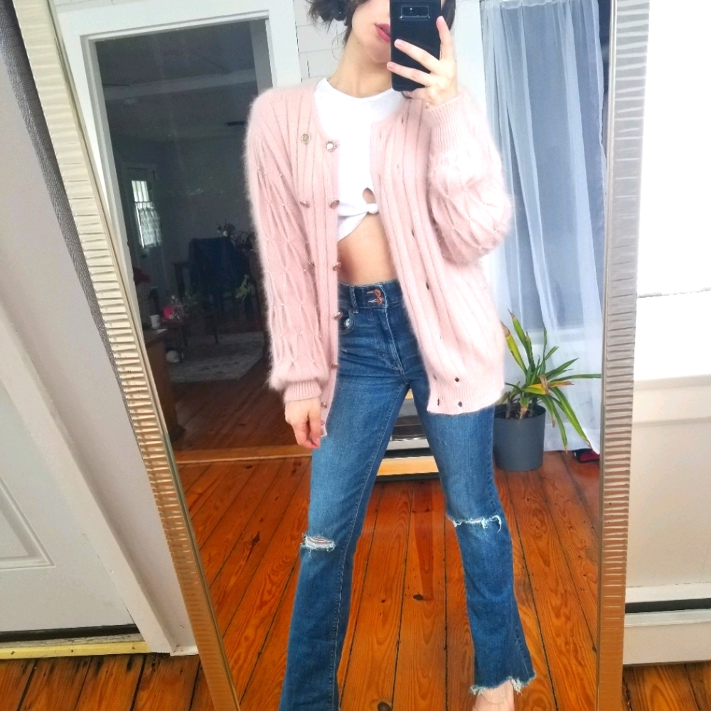 Vintage Ann Taylor fuzzy pink sweater